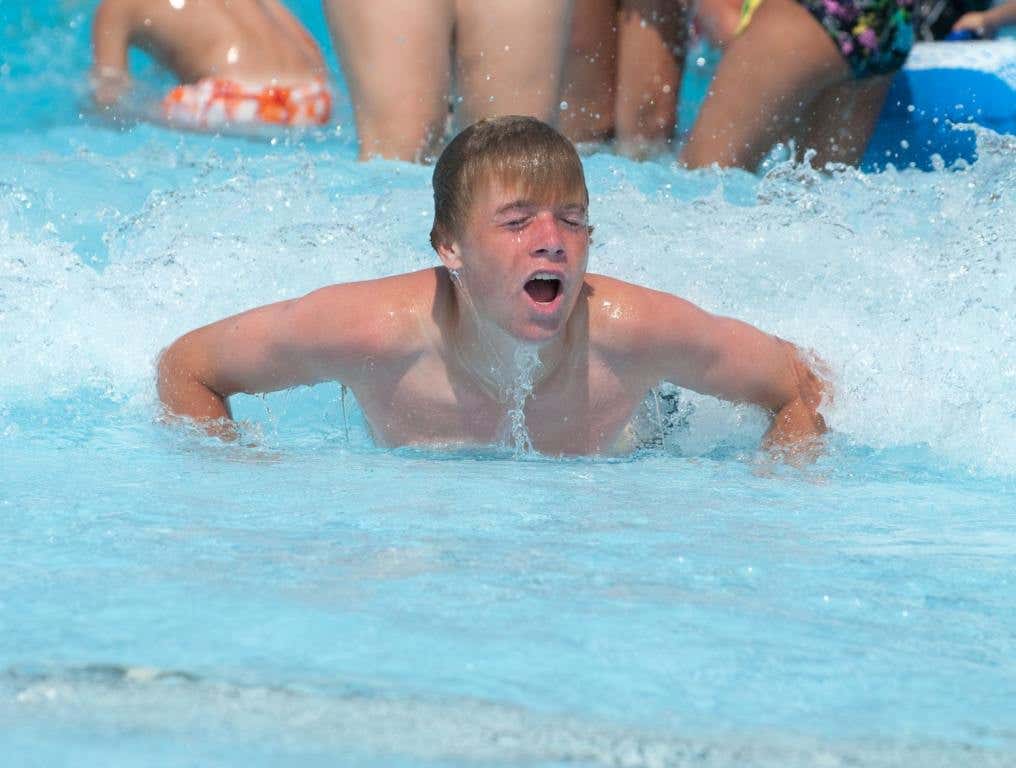 Boy in wave pool polar plunge