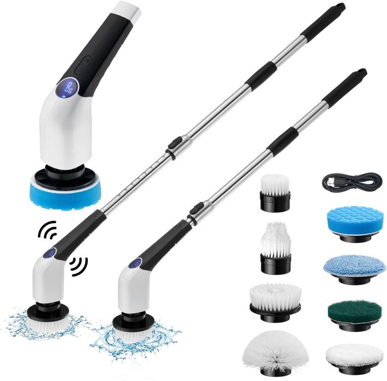 Electric spinner brush with 9 different attachments for the brush.