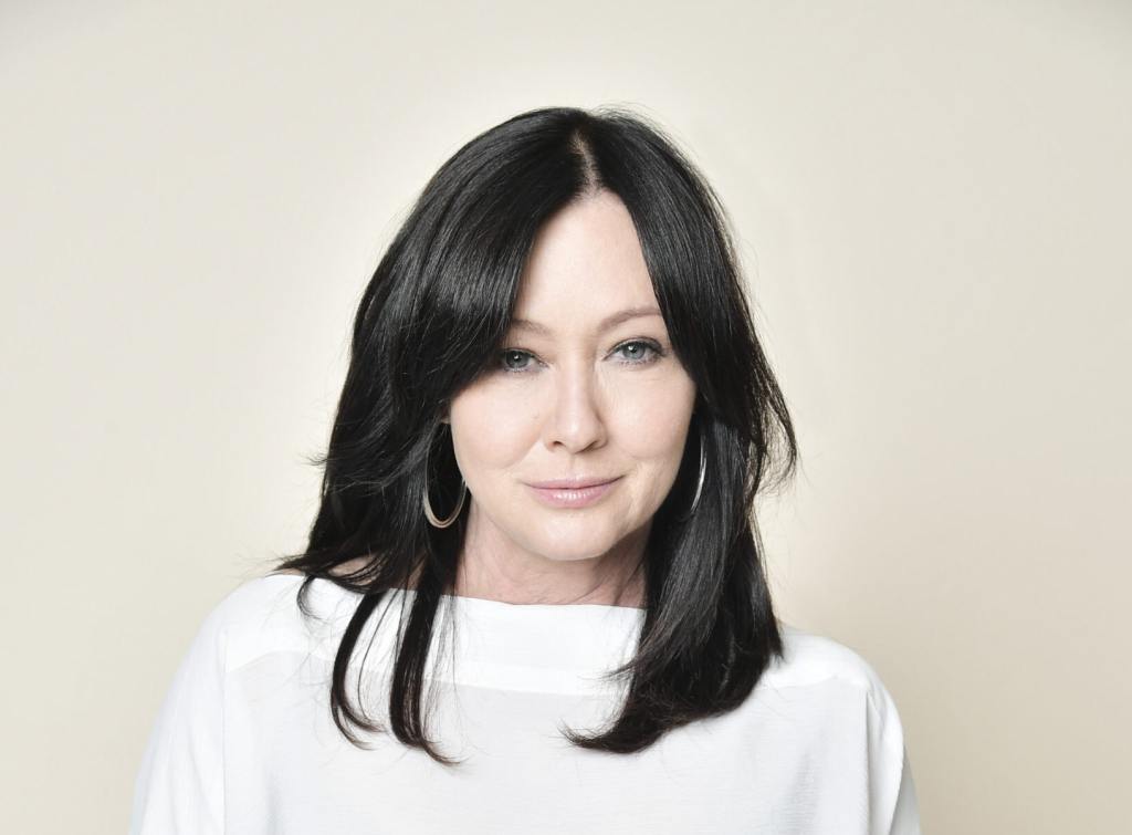 Shannen Doherty poses for a portrait in the Getty Images & People Magazine Portrait Studio at Hallmark Channel