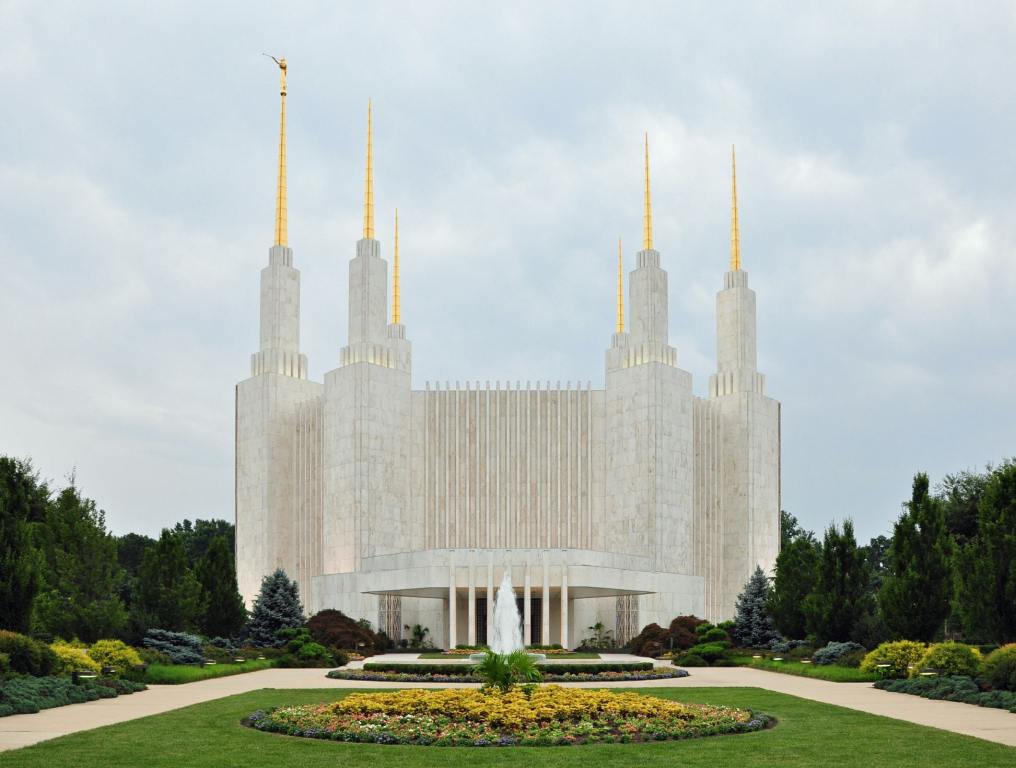 Washington D.C. Temple belonging to The Church of Jesus Christ of Latter-day Saints in Maryland, USA.