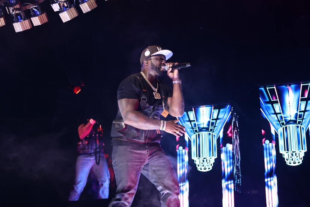 50 Cent performing on stage