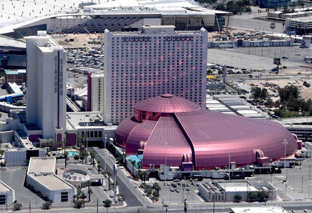 circus circus in daytime from aerial view