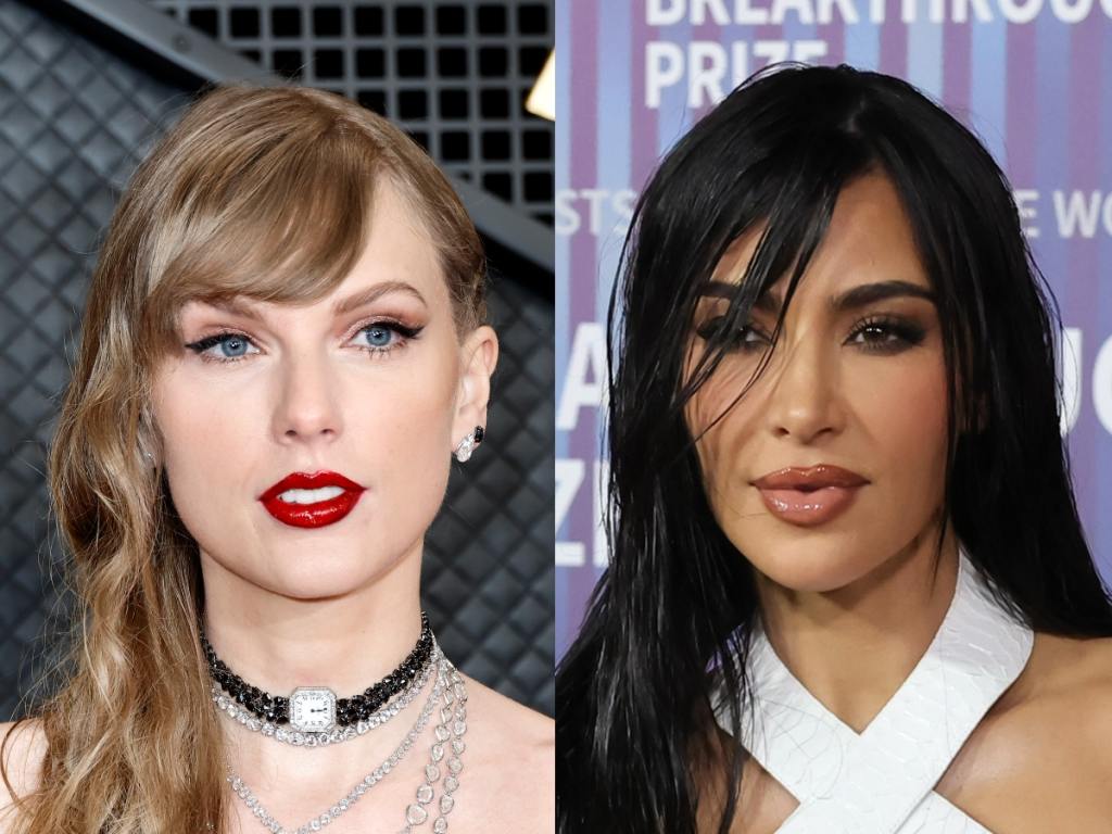 Taylor Swift attends the 66th GRAMMY Awards, Kim Kardashian attends the 10th Annual Breakthrough Prize Ceremony, Taylor's TTPD Features A Track Shading Kim Kardashian.