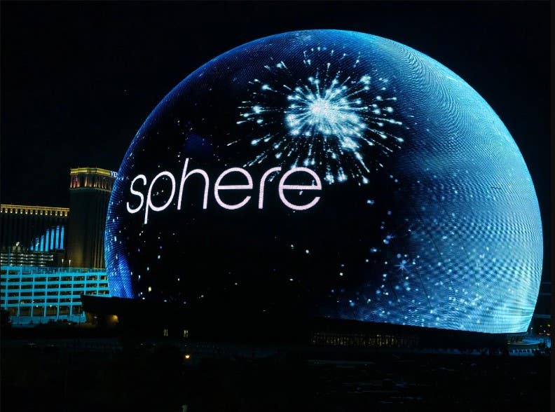 Sphere lights up for the first time in celebration of Independence Day on July 04, 2023 in Las Vegas, Nevada. Additional Shows Added For The Eagles At The Sphere.