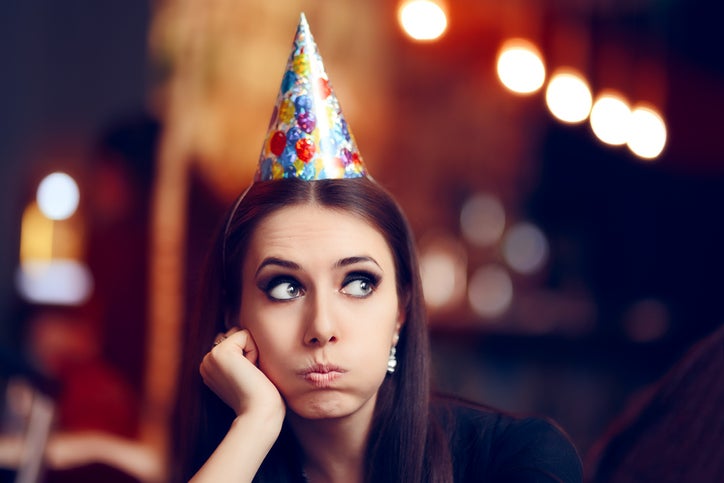 Sad Bored Woman at a Party Having No Fun