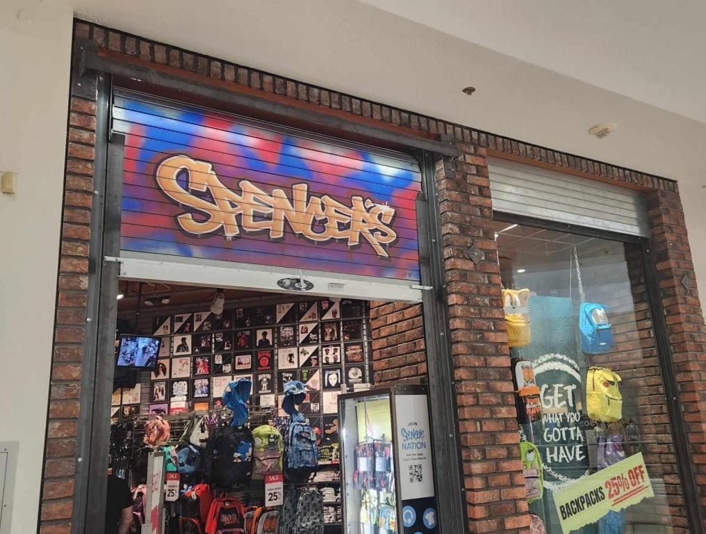 Front of Spencer's store in mall