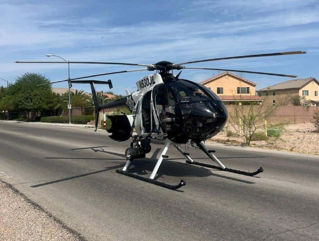 las vegas metro police helicopter landed on street