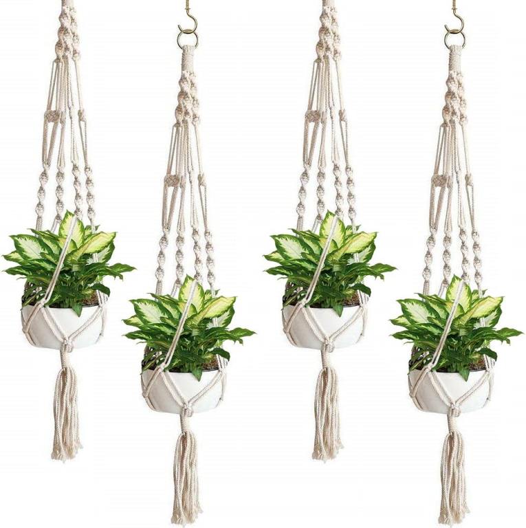 White macrame plant hangers to help revive your dying plants