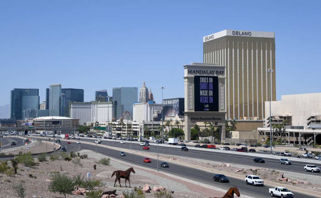 The Las Vegas Strip in sunlight. Popular Breakfast Restaurant Closing On The Las Vegas Strip