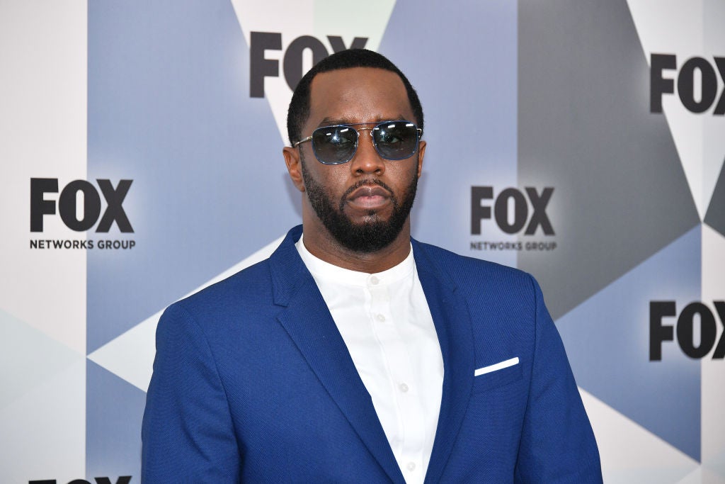 Diddy in front of a step and repeat at the 2018 Fox Network Upfront