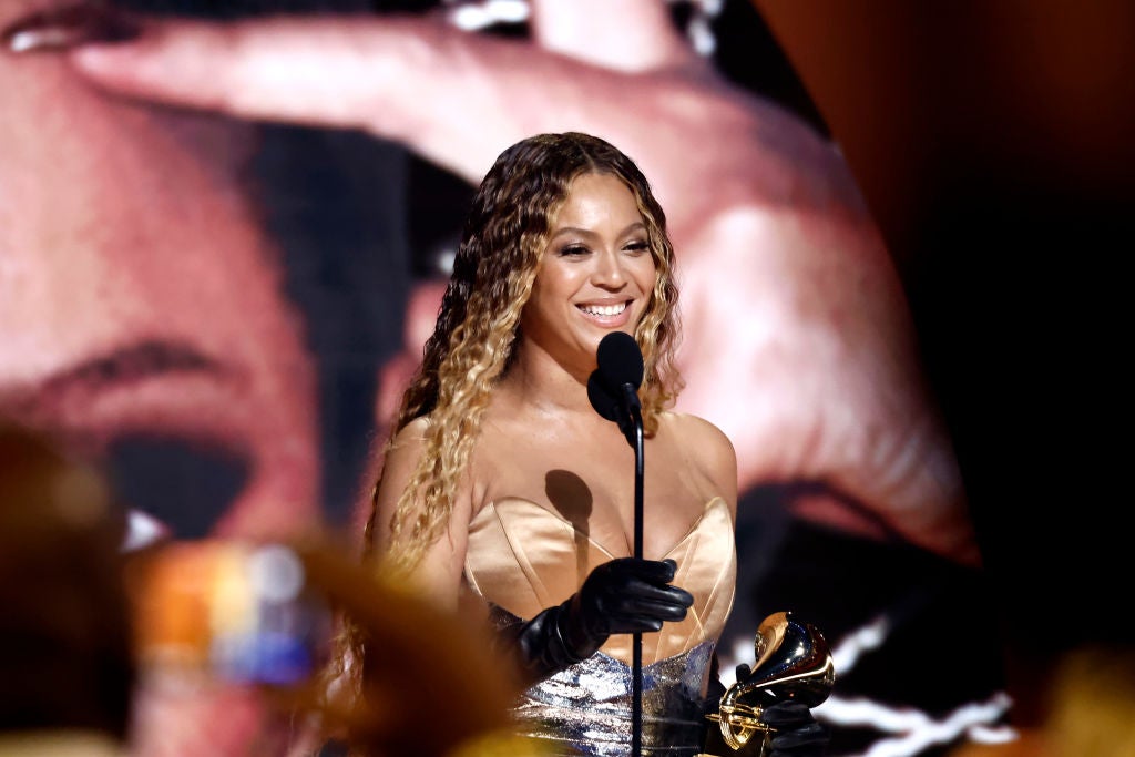 Beyoncé accepts Best Dance/Electronic Music Album for “Renaissance” onstage during the 65th GRAMMY Awards at Crypto.com Arena on February 05, 2023 in Los Angeles, California.