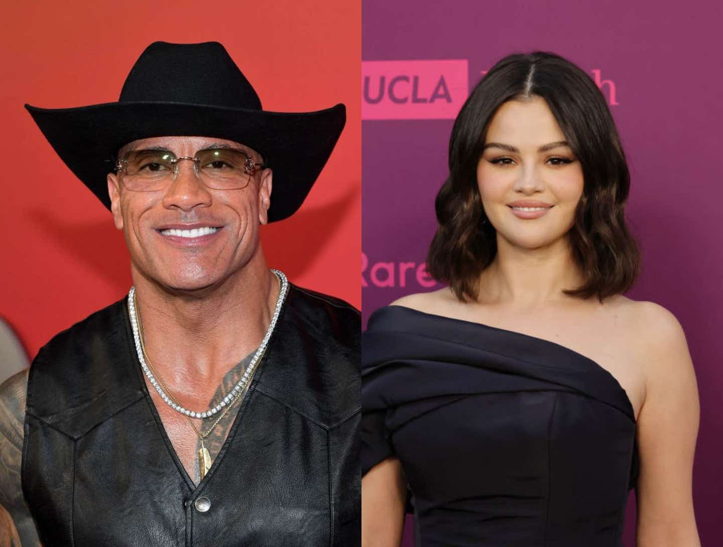 On the Left - Dwayne Johnson attends 2024 GQ Men Of The Year and On the Right - Selena Gomez attends Selena Gomez's 2nd Annual Rare Impact Fund Benefit at Nya Studios