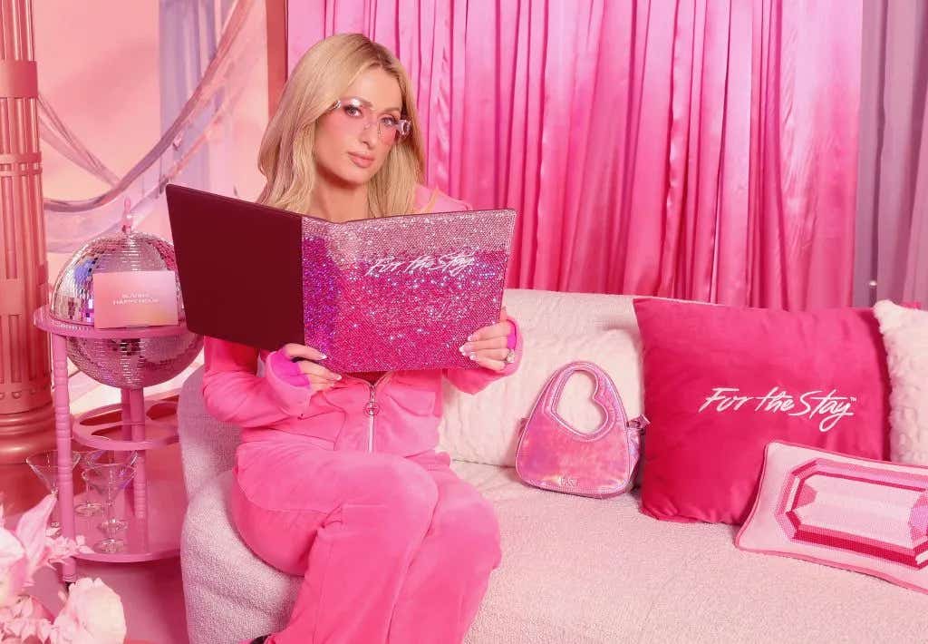 Paris Hilton visits the 'Stay Like an Infinite Icon' Suites at The Beverly Hilton, where guests can enjoy a stay like the icon Paris Hilton herself, on October 03, 2024 in Beverly Hills, California