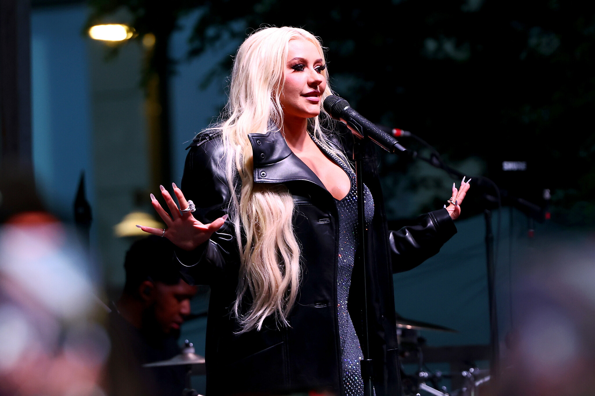 Christina Aguilera performing on stage